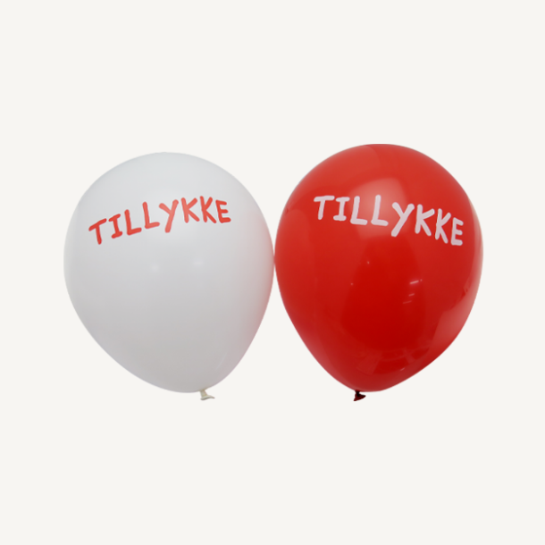 Balloner Tillykke R�d &amp; Hvid - 6stk