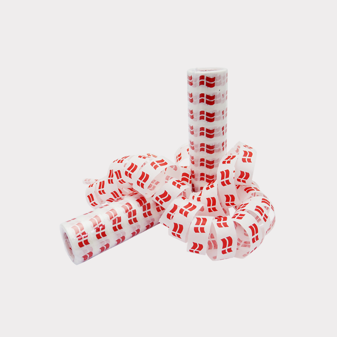 Serpentiner Danmarks Flag - 3stk - Fødselsdag - Kagedeko