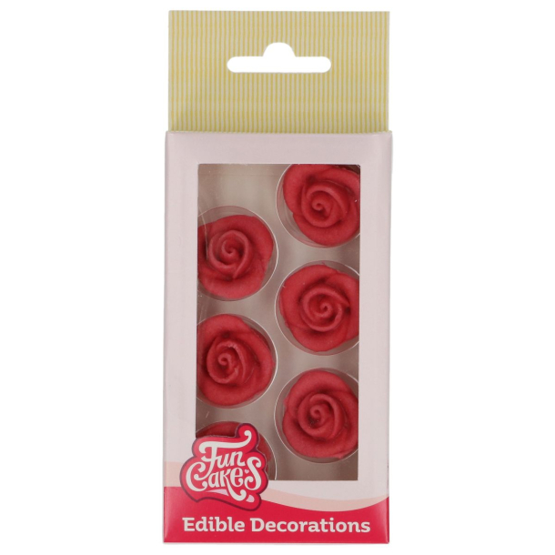 FunCakes Sukkerdekoration Roser R�d - 6stk