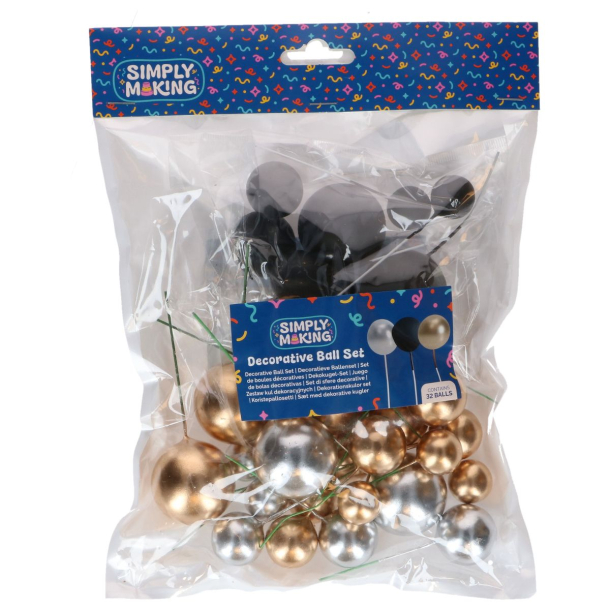 Simply Making Dekoration Guld, S�lv &amp; Sort - 32stk