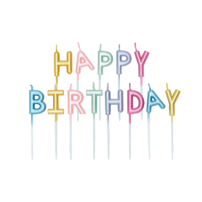 Kagelys Happy Birthday Farve Perlemor - 1s�t