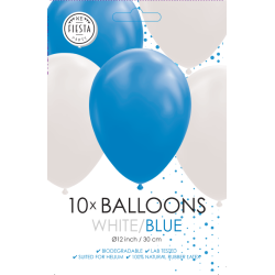 Balloner Bl &amp; Hvide 30cm - 10stk