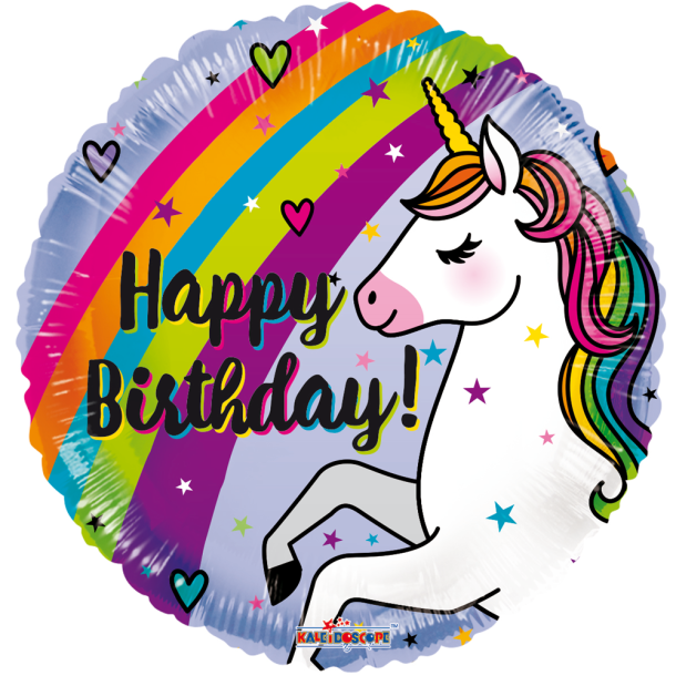 Folieballon Unicorn Rengbue Happy Birthday - 45cm
