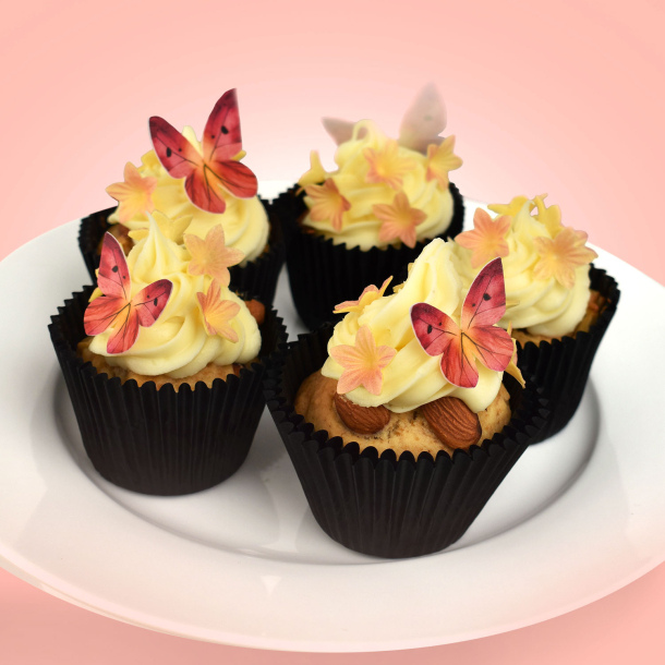 Vaffelprint Blomster &amp; Sommerfugle Gul - 39stk