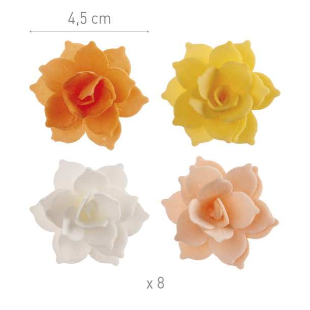 Vaffelprint Mini Lilje Blomster Orange - 8stk