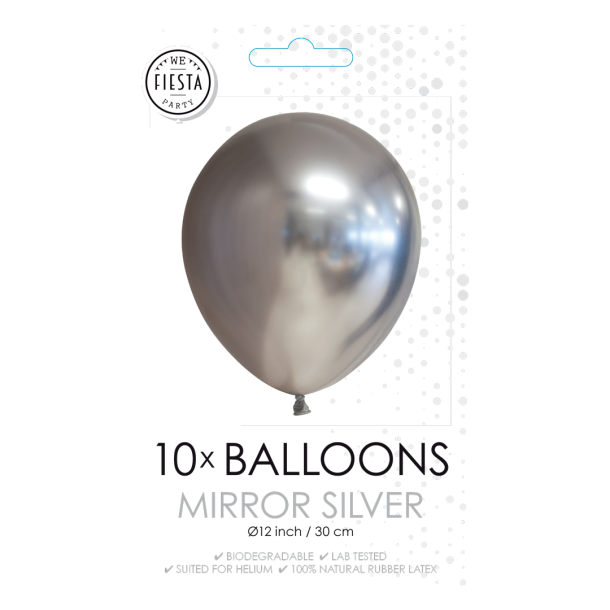 Balloner Glans S�lv 30cm - 10stk