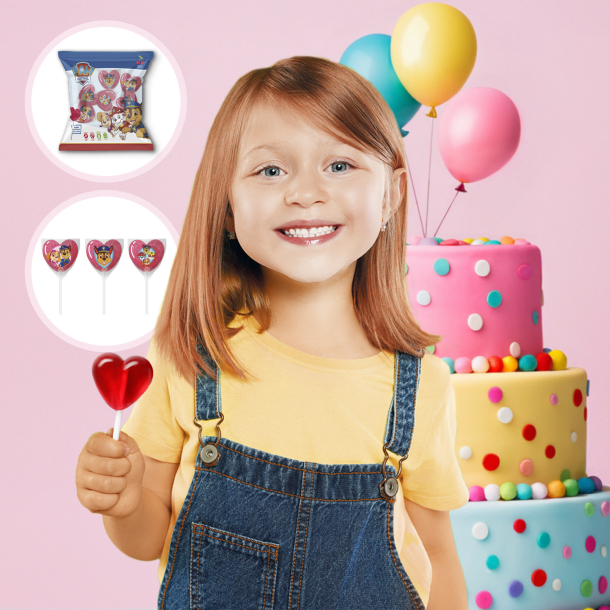 Dekora Paw Patrol Hjerte Slikkepinde - 7stk