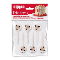 Cake Topper Fodbold - 6stk