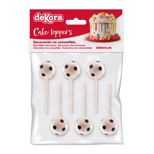 Cake Topper Fodbold - 6stk