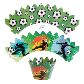 Cupcake Wrappers & Caketoppers Fodbold - 6stk