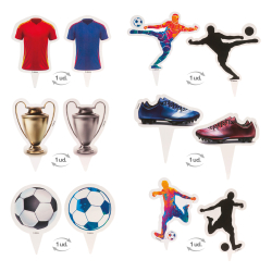 Cupcake Wrappers &amp; Caketoppers Fodbold - 6stk