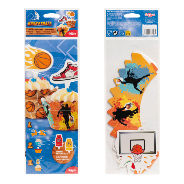 Cupcake Wrappers &amp; Caketoppers Basketball - 6stk