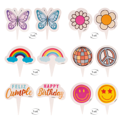 Cupcake Wrappers &amp; Caketoppers Happy Birthday - 6stk