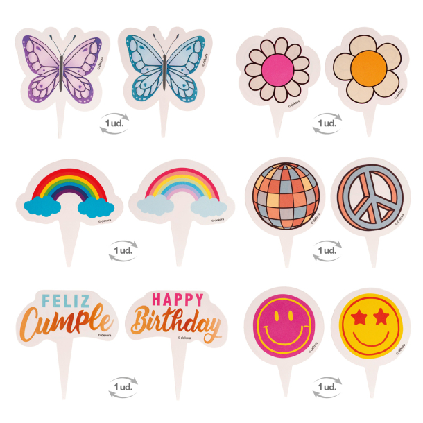Cupcake Wrappers &amp; Caketoppers Happy Birthday - 6stk