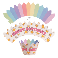 Cupcake Wrappers &amp; Caketoppers Happy Birthday - 6stk