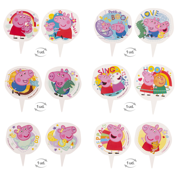 Cupcake Wrappers &amp; Caketoppers Gurli Gris - 6stk