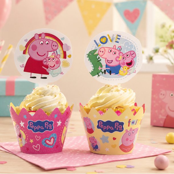 Cupcake Wrappers &amp; Caketoppers Gurli Gris - 6stk