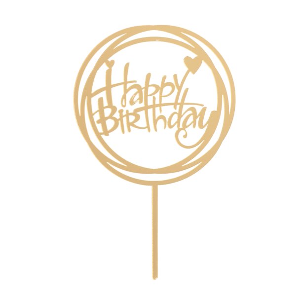 Cake Topper Happy Birthday - Guld