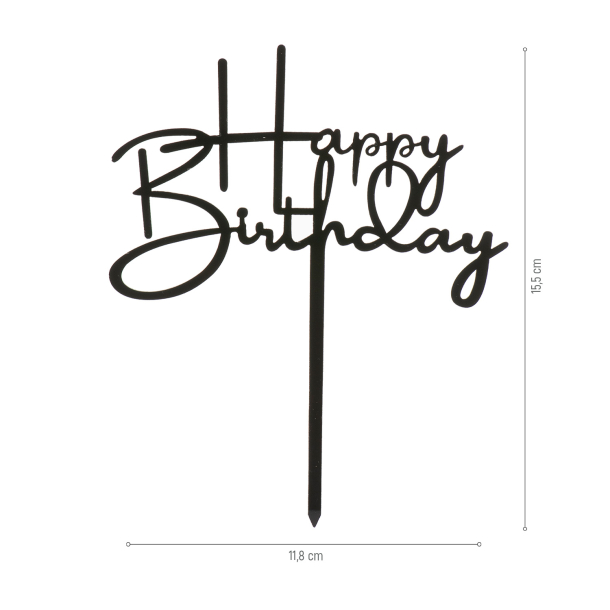 Cake Topper Happy Birthday - Sort - 2. Sortering