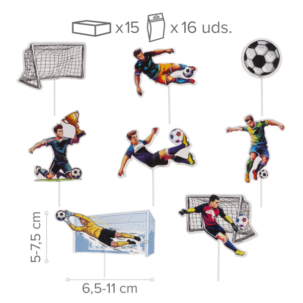 Cake Topper Fodbold - 16stk