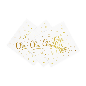 Servietter Pop The Champagne Hvid 33x33cm - 20stk
