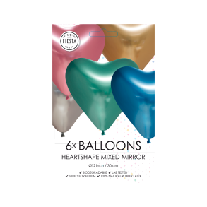 Balloner Hjerte Glans Blandet - 6stk