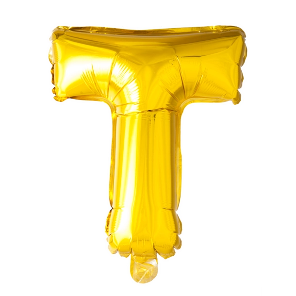 Folieballon "T" Guld - 41cm