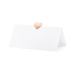 Bordkort Rosa Guld Hjerte - 10stk