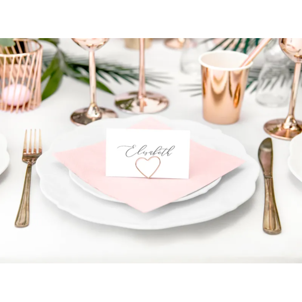 Bordkortholder Rosa Guld Hjerte - 10stk