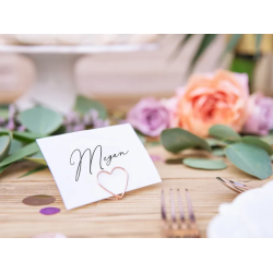 Bordkortholder Rosa Guld Hjerte - 10stk