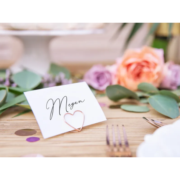 Bordkortholder Rosa Guld Hjerte - 10stk