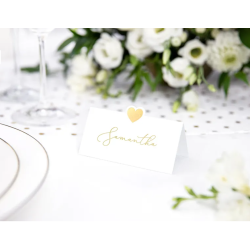 Bordkort Guld Hjerte - 10stk