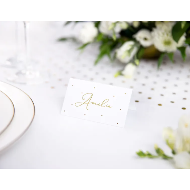 Bordkort Guld Prikker - 10stk