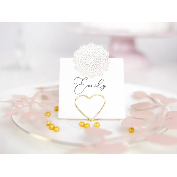 Bordkortholder Guld Hjerte - 10stk