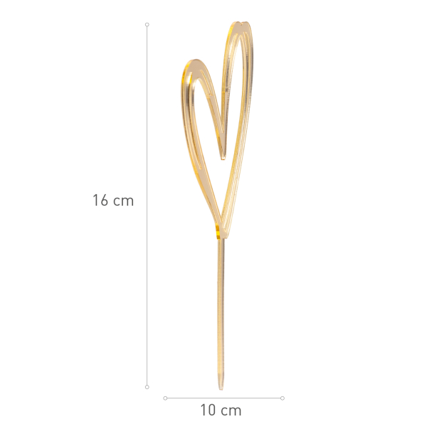 Cake Topper Hjerte - Guld