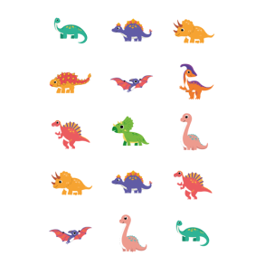 Luksus Sukkerprint Dinosaur 5 - 15stk