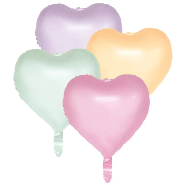 Folieballon Hjerte Pastel 45 Cm- 4stk