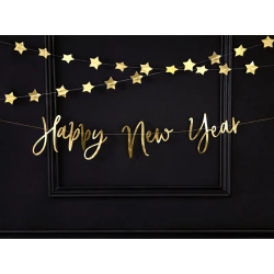 Banner Happy New Year Guld - 66x18cm