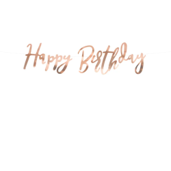 Banner Happy Birthday Rosa Guld - 16.5x62cm