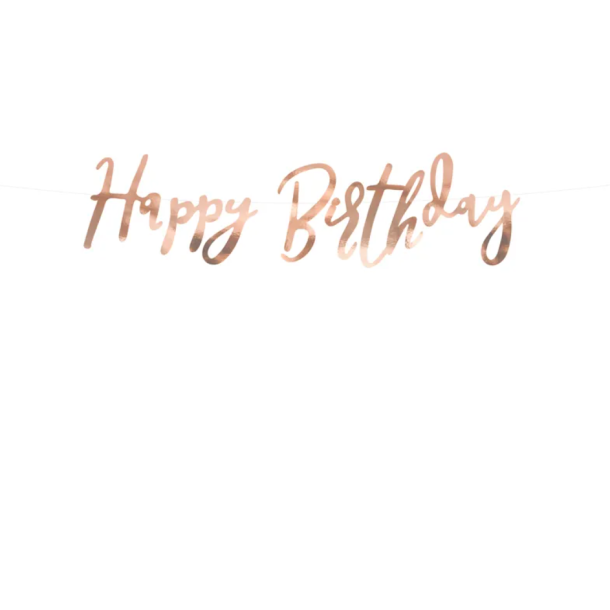 Banner Happy Birthday Rosa Guld - 16.5x62cm