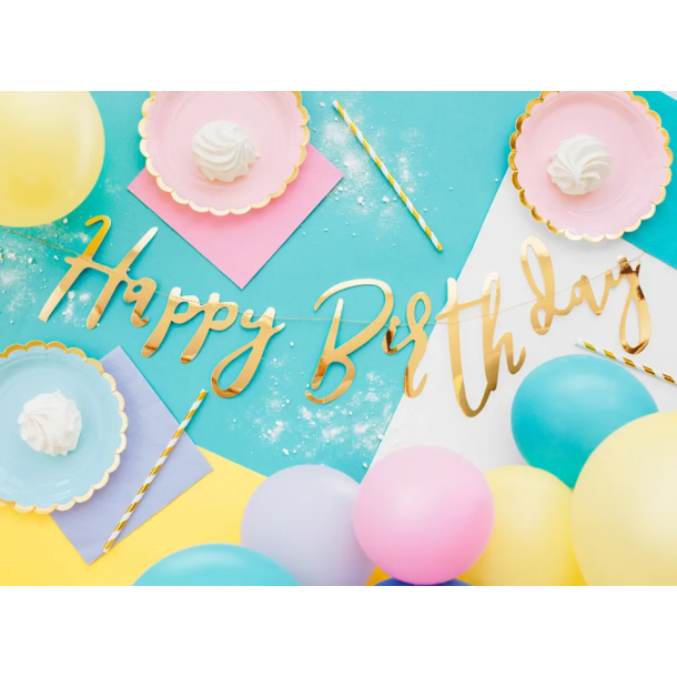 Banner Happy Birthday Guld - 16.5x62cm