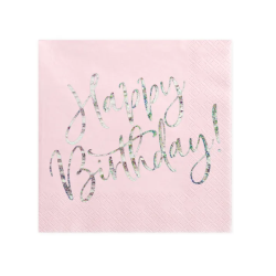 Servietter Happy Birthday Lyserd - 20stk