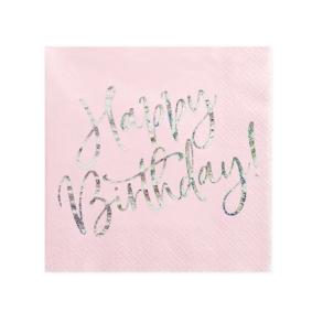 Servietter Happy Birthday Lyserd - 20stk