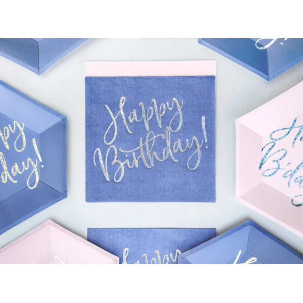 Servietter Happy Birthday Bl - 20stk