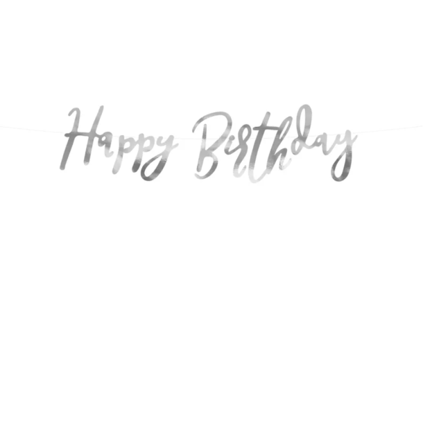 Banner Happy Birthday Slv - 16.5x62cm