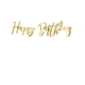 Banner Happy Birthday Guld - 16.5x62cm