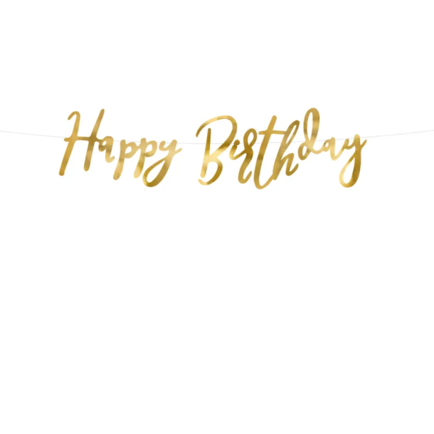 Banner Happy Birthday Guld - 16.5x62cm