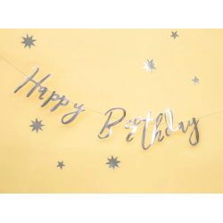 Banner Happy Birthday S�lv - 16.5x62cm