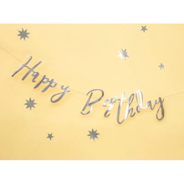 Banner Happy Birthday S�lv - 16.5x62cm