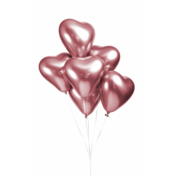 Ballon Hjerte Rosa Guld - 6stk